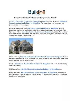 house construction contractors in bangalore
