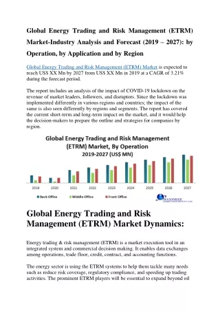 global energy trading and risk management etrm