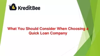 What You Should Consider When Choosing a Quick Loan Company