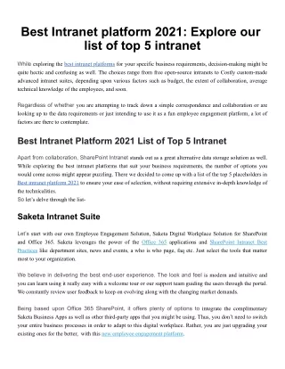 Best Intranet platform 2021