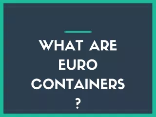 WHAT ARE EURO CONTAINERS?
