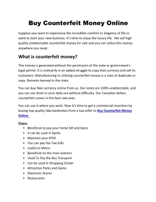 Buy Counterfeit Money Online