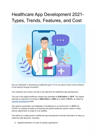 healthcare app development 2021 types trends