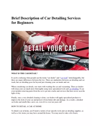Brief Description of Car Detailing Services for Beginners