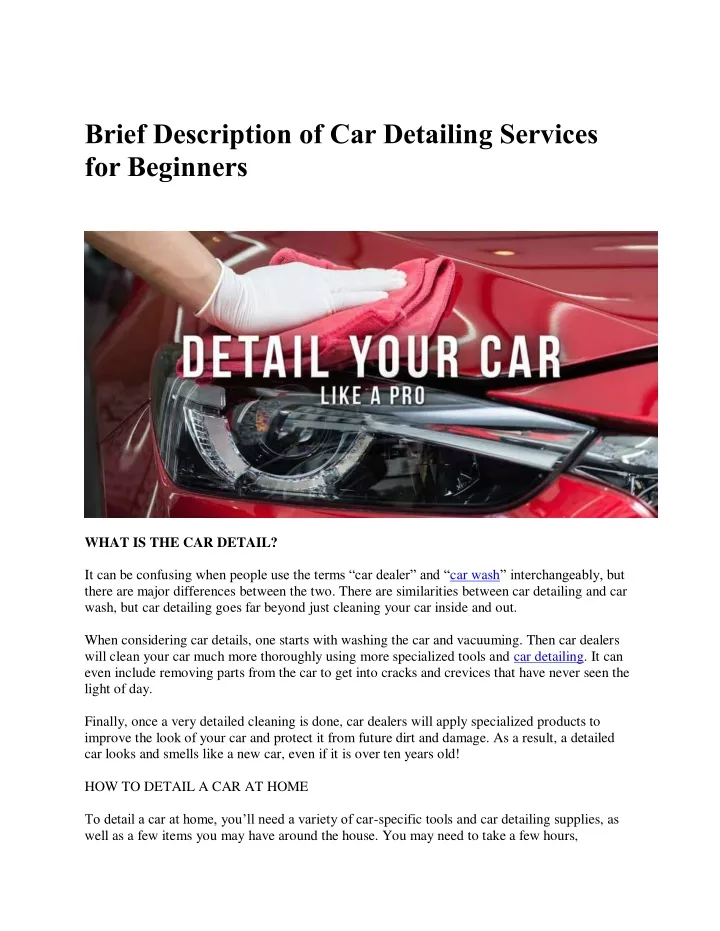 brief description of car detailing services