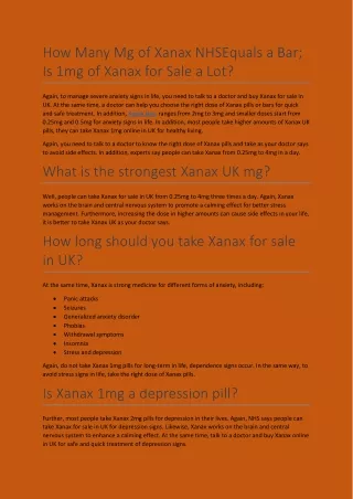 How Many Mg of Xanax NHS Equals a Bar_ Is 1mg of Xanax for Sale a Lot