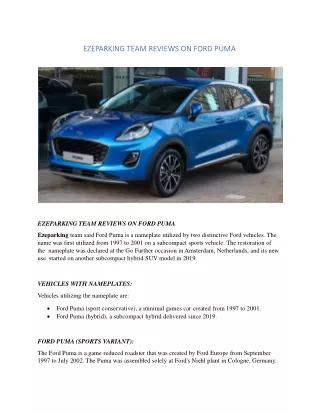 Ezeparking Reviews on FORD PUMA