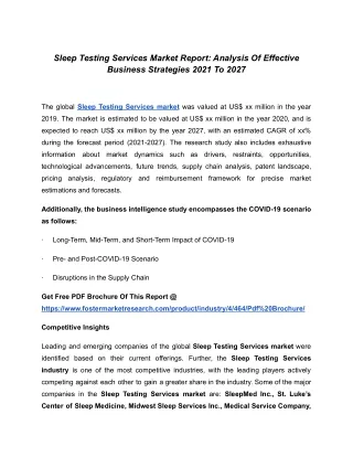 sleep testing services market report analysis