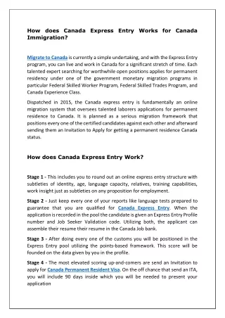 How does Canada Express Entry Works for Canada Immigration