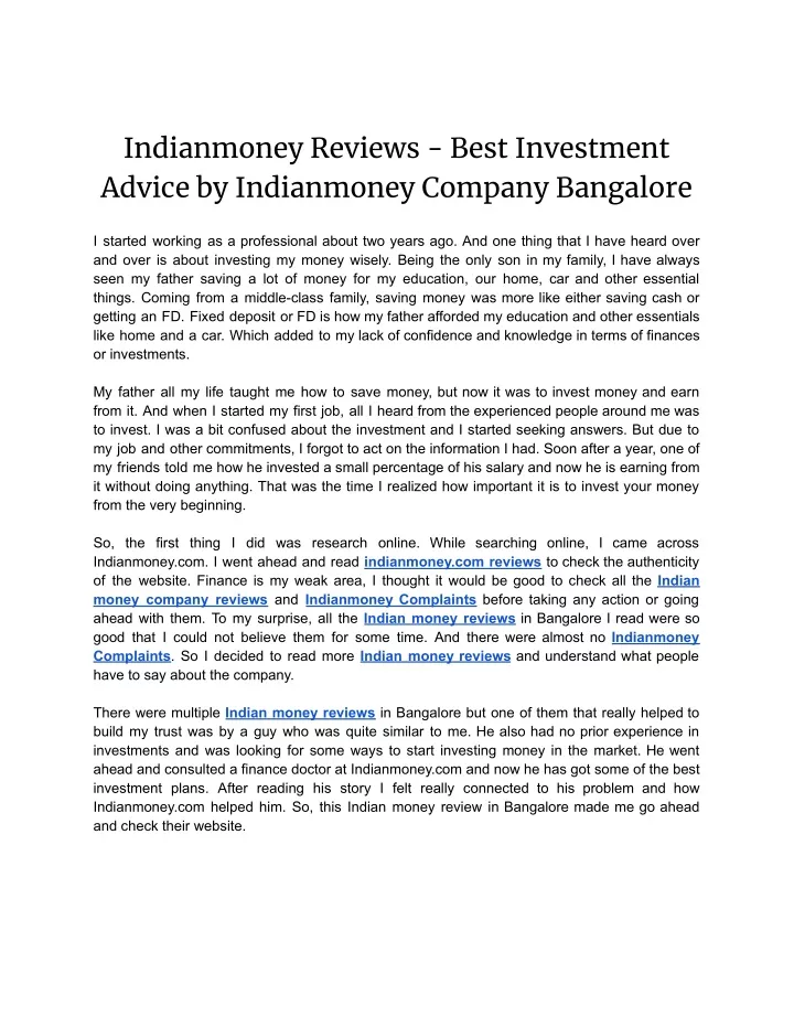 indianmoney reviews best investment advice