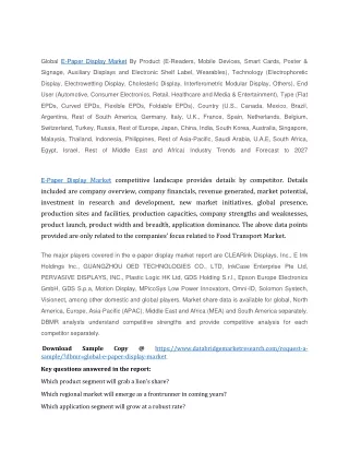 global e paper display market by product