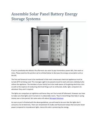 assemble solar panel battery energy storage