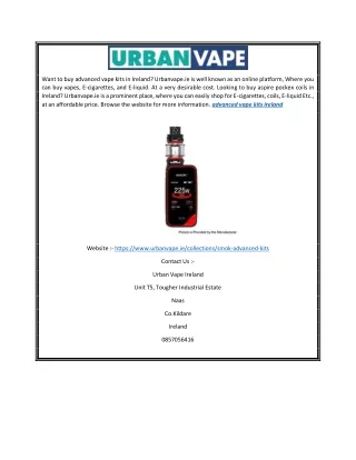 Advanced Vape Kits Ireland | Urbanvape.ie