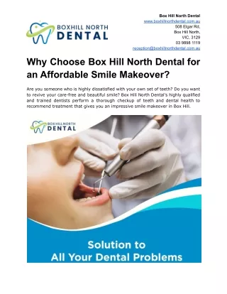 Why Choose Boxhill North Dental for an Affordable Smile Makeover?