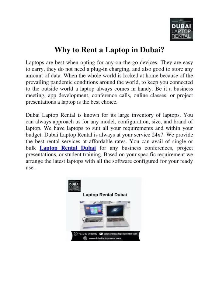 why to rent a laptop in dubai