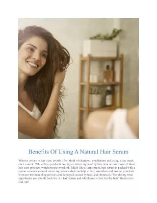 Benefits Of Using A Natural Hair Serum - The Moms Co.