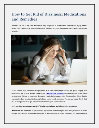 How to Get Rid of Dizziness  Medications and Remedies