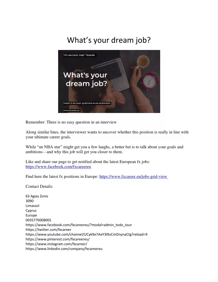 what s your dream job