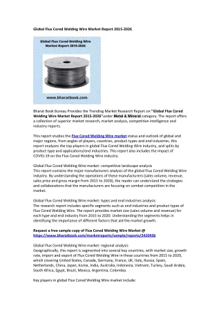 global flux cored welding wire market report 2015