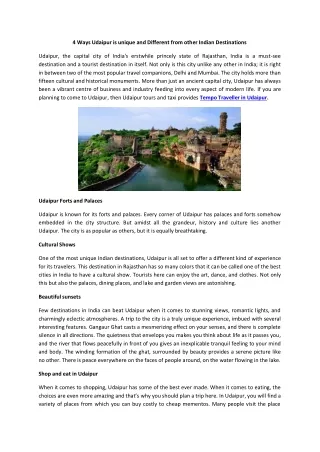 4 ways udaipur is unique and different from other