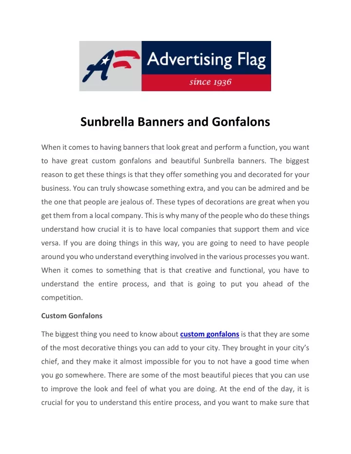 sunbrella banners and gonfalons