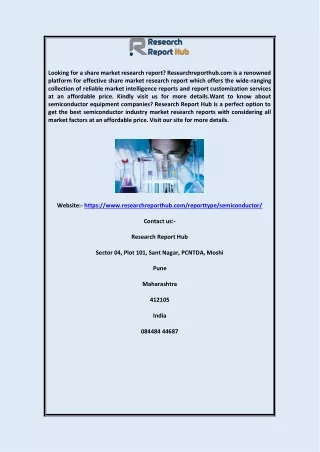 Semiconductor Equipment Companies  Researchreporthub.com