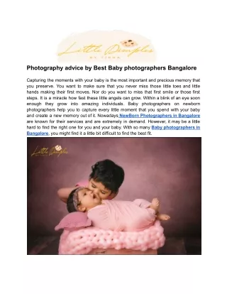 Photography advice by Best Baby photographers Bangalore