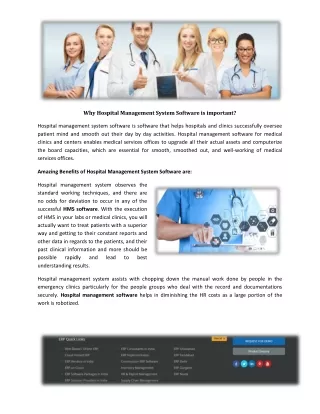 Why Hospital Management System Software is important?