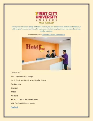 Diploma in Tourism Management | Firstcity.edu.my