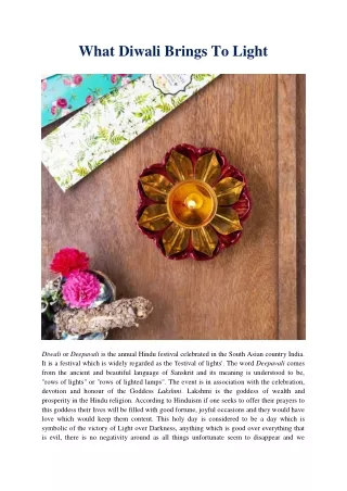 what diwali brings to light