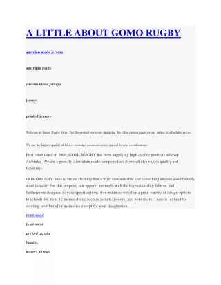 a little about gomo rugby