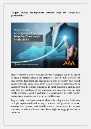 right facility management services help