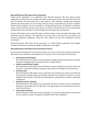microsoft dynamics 365 project service automation