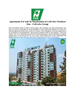Apartments For Sale In Thanisandra in CoEvolve Northern Star
