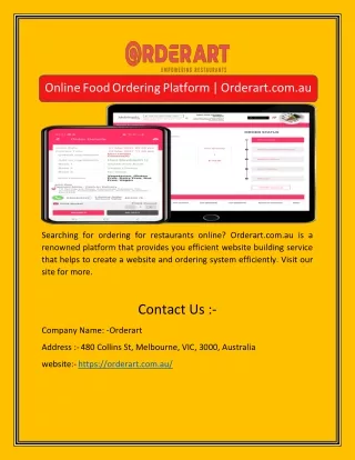 online food ordering platform orderart com au