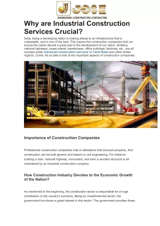 Why are Industrial Construction Services Crucial