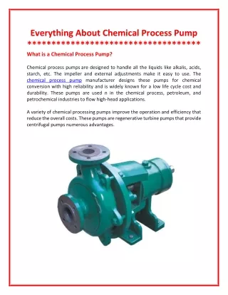 everything about chemical process pump what