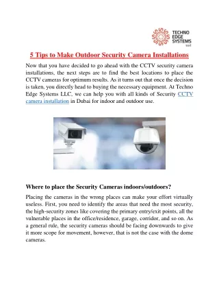 5 tips to make outdoor security camera