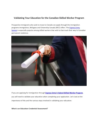Validating Your Education for the Canadian Skilled Worker Program
