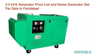 2.5 kVA Generator Price List and Home Generator Set For Sale in Faridabad