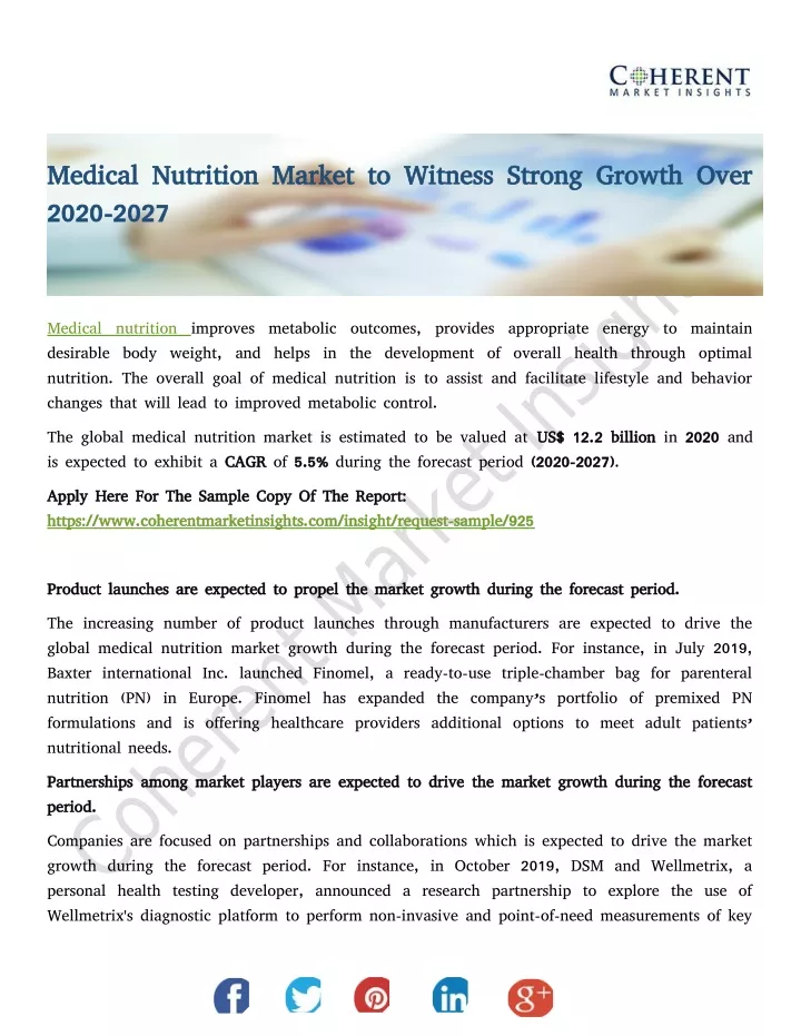 medical nutrition market to witness strong growth