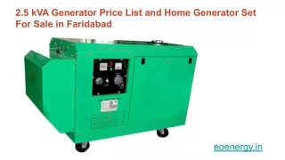 2.5 kVA Generator Price List and Home Generator Set For Sale in Faridabad