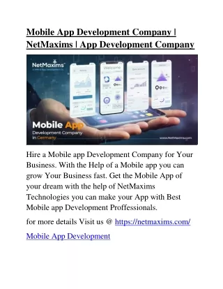 Mobile App Development Company | NetMaxims | App Development Company