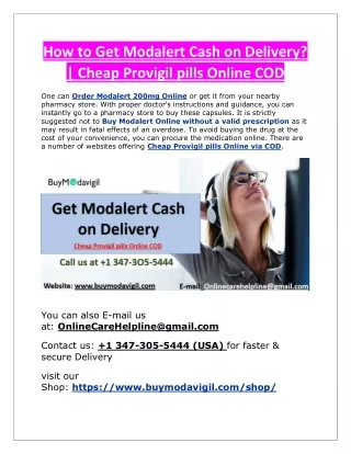 How to Get Modalert Cash on Delivery? | Cheap Provigil pills Online COD