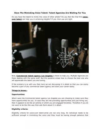 have the mimicking voice talent talent agencies