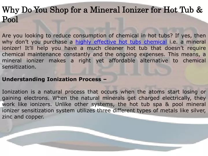why do you shop for a mineral ionizer