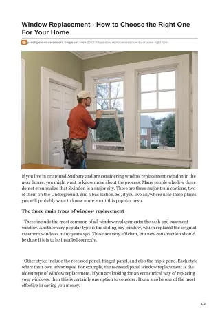 Window Replacement - How to Choose the Right One For Your Home