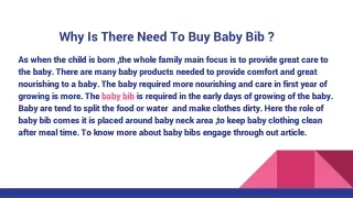why is there need to buy baby bib
