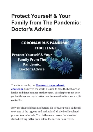 Protect Yourself from Pandemic