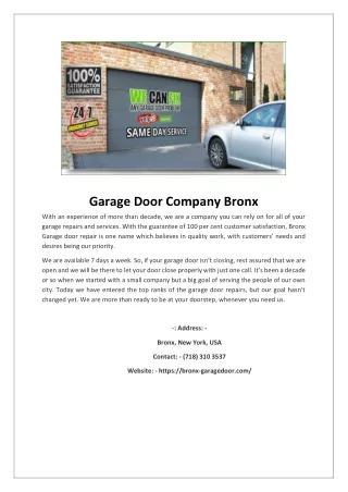 Garage Door Company Bronx